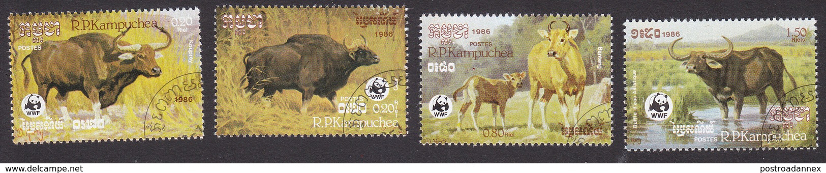 Cambodia, Scott #745-748, Used, World Wildlife Fund, Issued 1986 - Cambodge