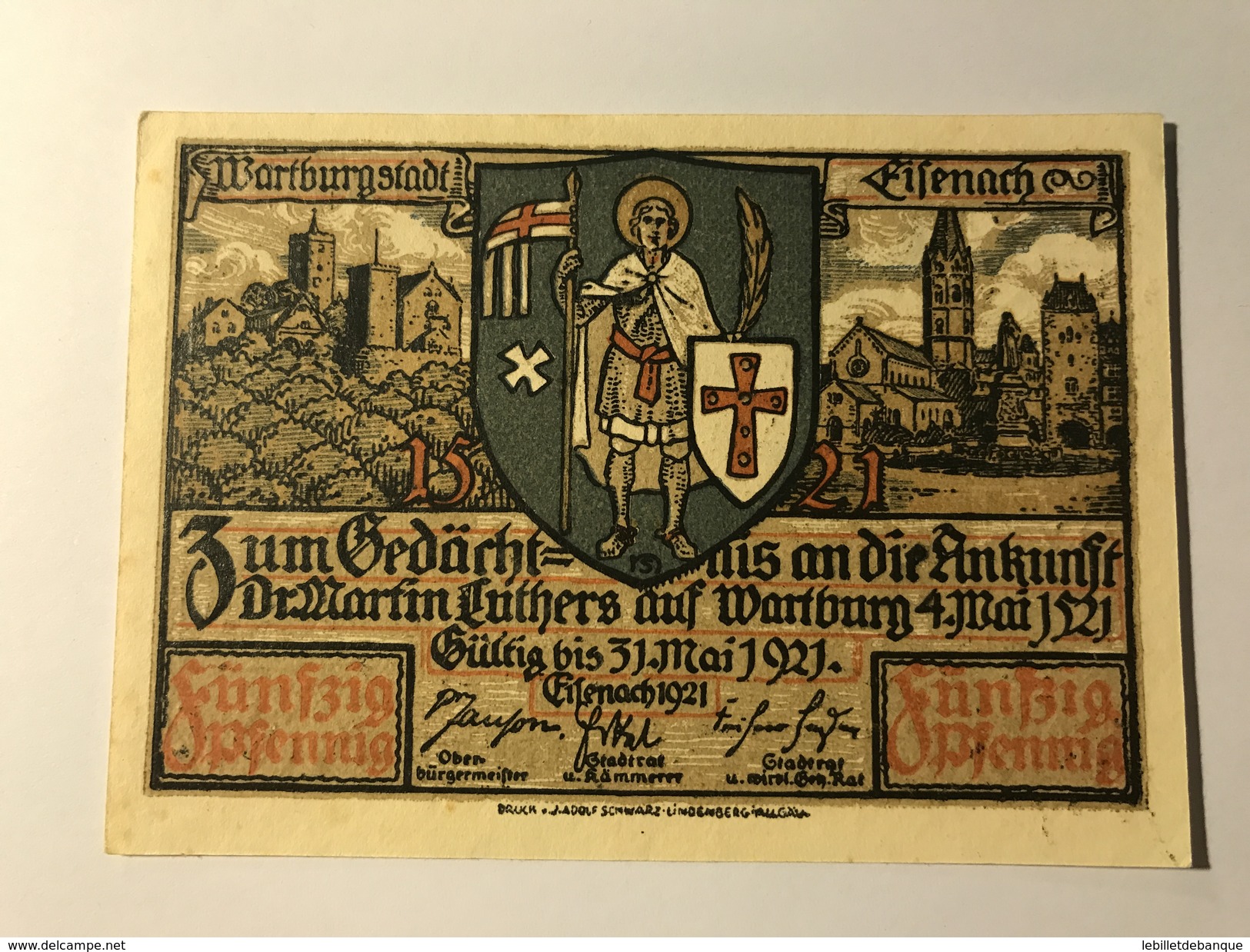 Allemagne Notgeld Wartburgstadt 50 Pfennig - Collections