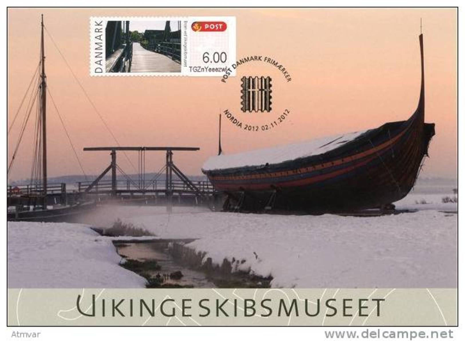 DENMARK / DANEMARK (2012) - Carte Maximum Card - ATM - NORDIA 2012 - Roskilde Bridge, Pont / Ship, Bateau / Viking - Maximumkarten (MC)