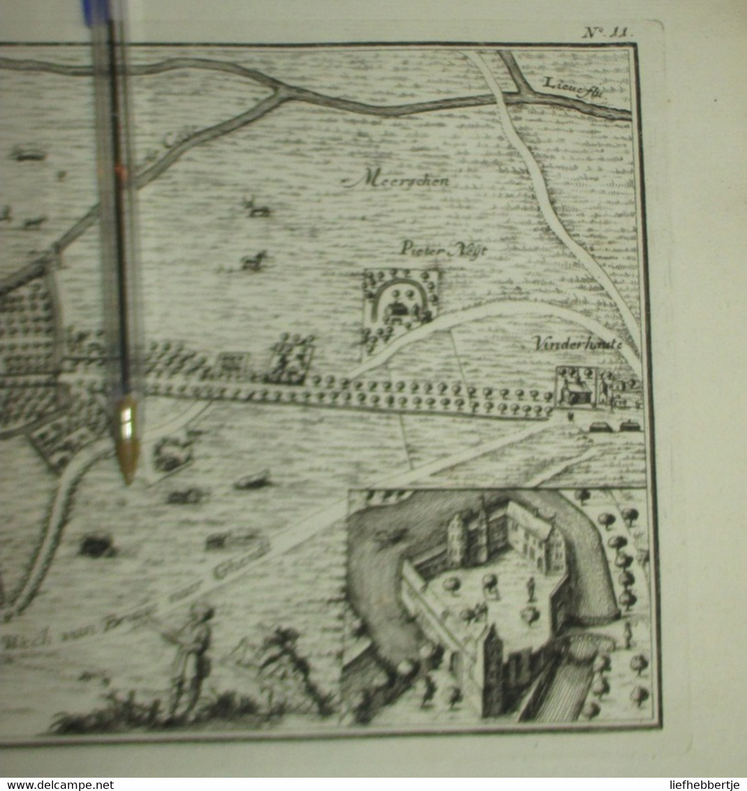 Vinderhoute / Vinderhaute Bij Lovendegem : Oude Kaart Sanderus - 1735 - Topographische Kaarten