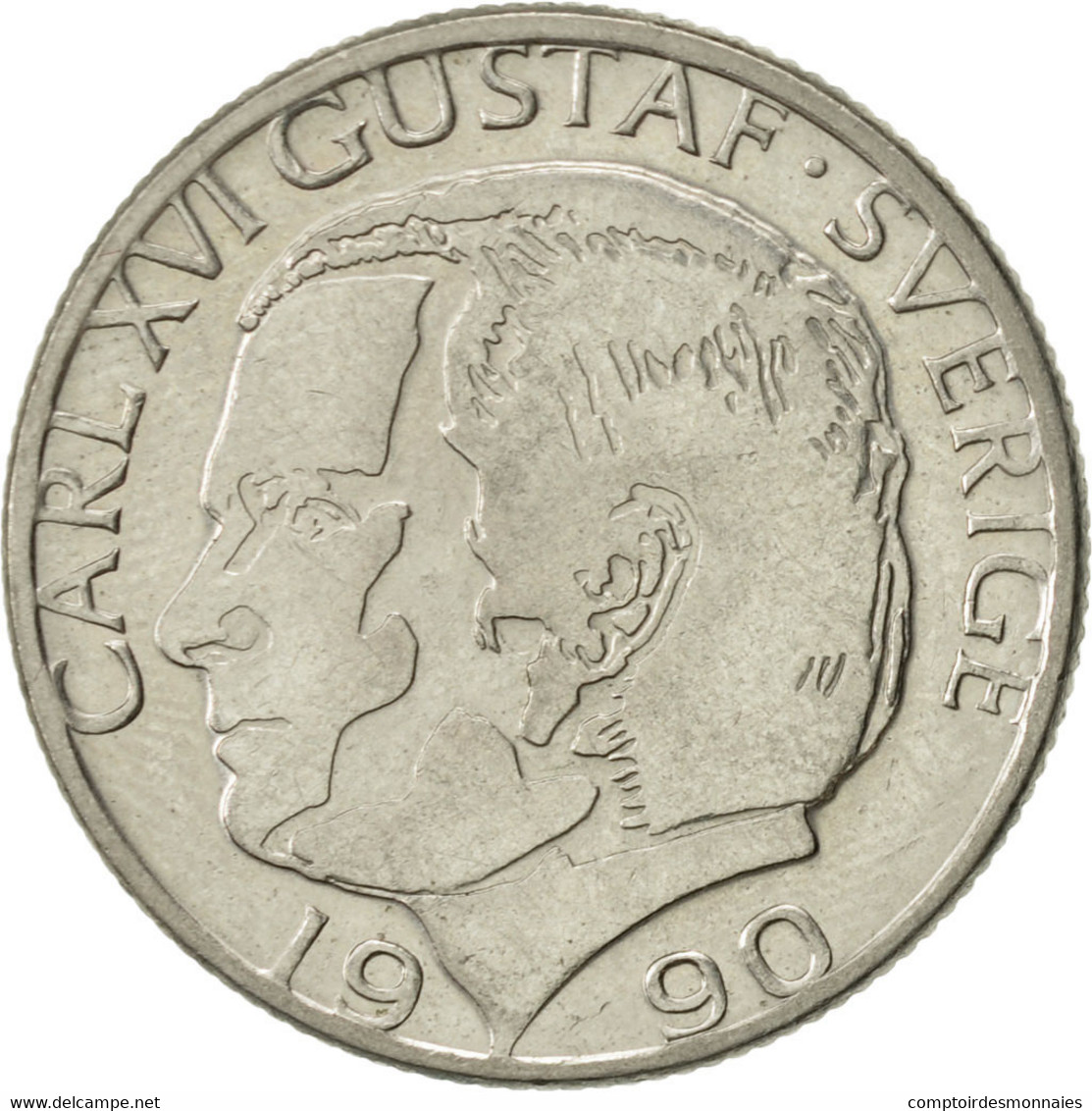 Monnaie, Suède, Carl XVI Gustaf, Krona, 1990, SUP, Copper-nickel, KM:852a - Suède