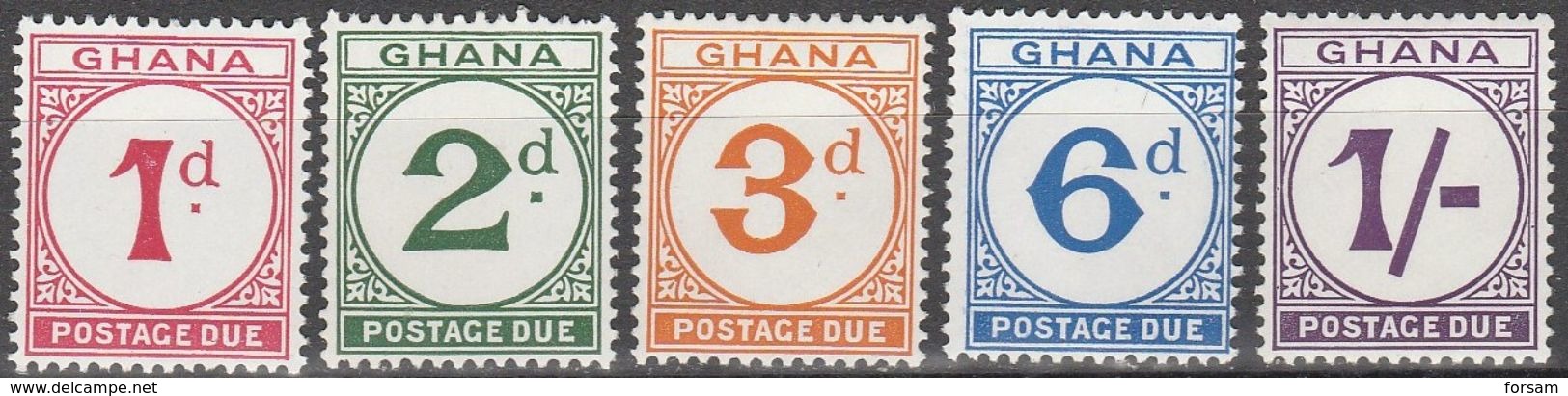 GHANA.1958..Michel # 6-10...MNH...Portomarken...MiCV - 1.30 Euro. - Ghana (1957-...)