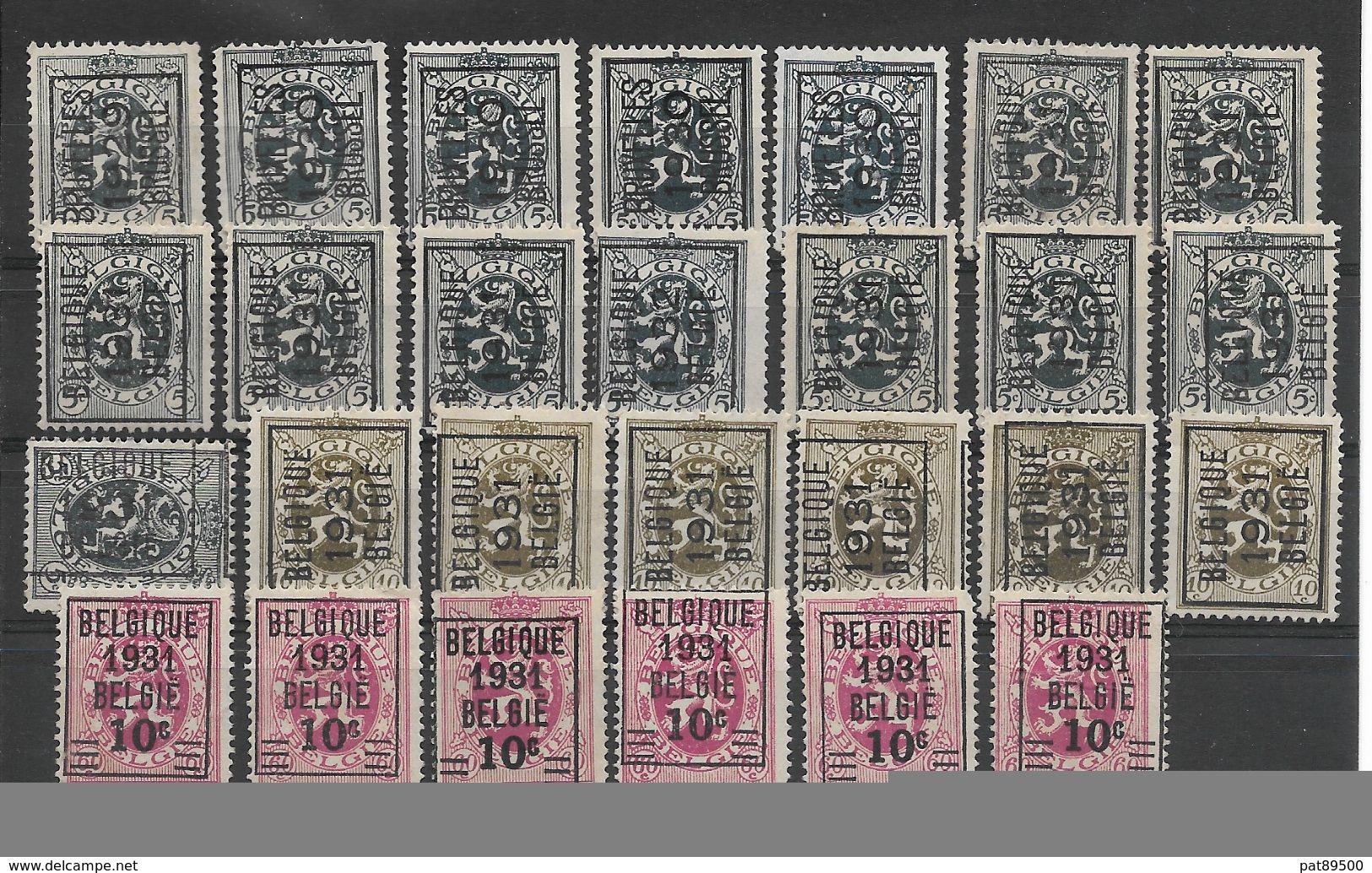 BELGIQUE / LOT De 27 PREOBLITERES "AVEC DOUBLONS" - Sans Gomme - Années 1929, 1930 Et 1931 (dont 1 Très Décentré) - Typos 1929-37 (Lion Héraldique)