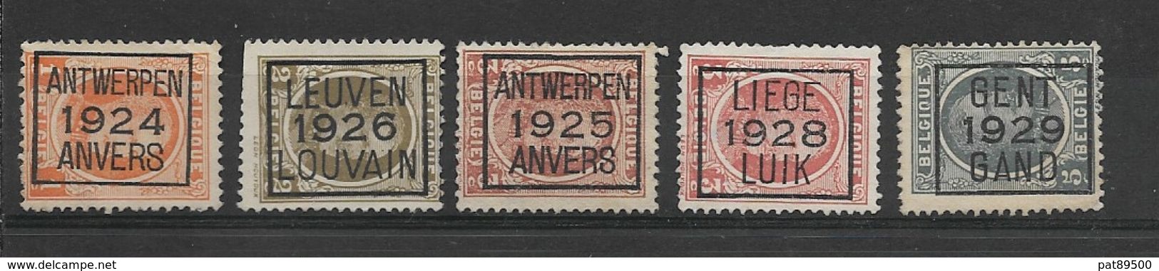 BELGIQUE / LOT De 5 PREOBLITERES Différents : Anvers, Louvain (abimé) Anvers, Liege Et Gand 1924.1926.1925.1928.1929/S.G - Autres & Non Classés