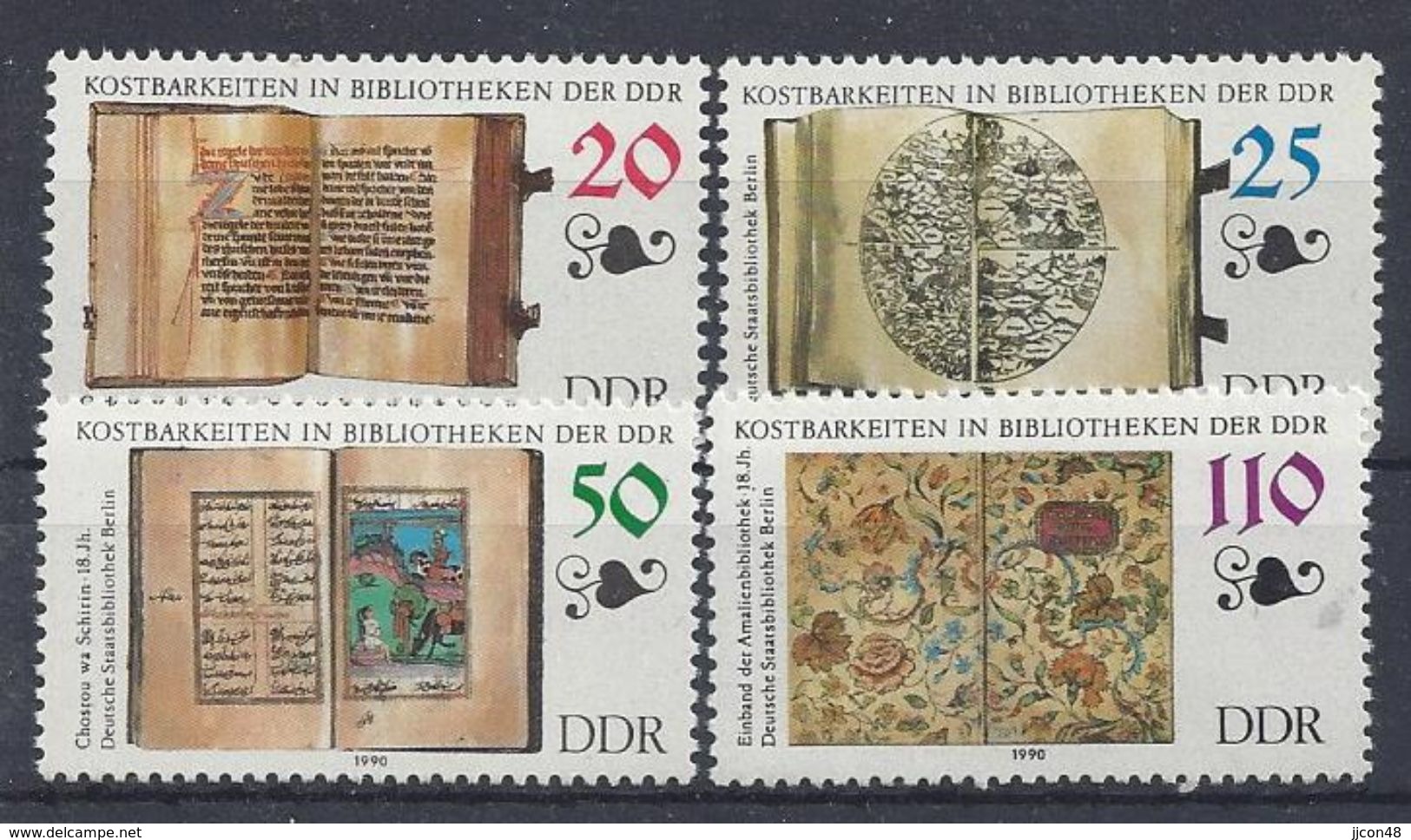 Germany (DDR) 1990 Kostbarkeiten In Bibliotheken (**) Mi.3340-3343 - Unused Stamps