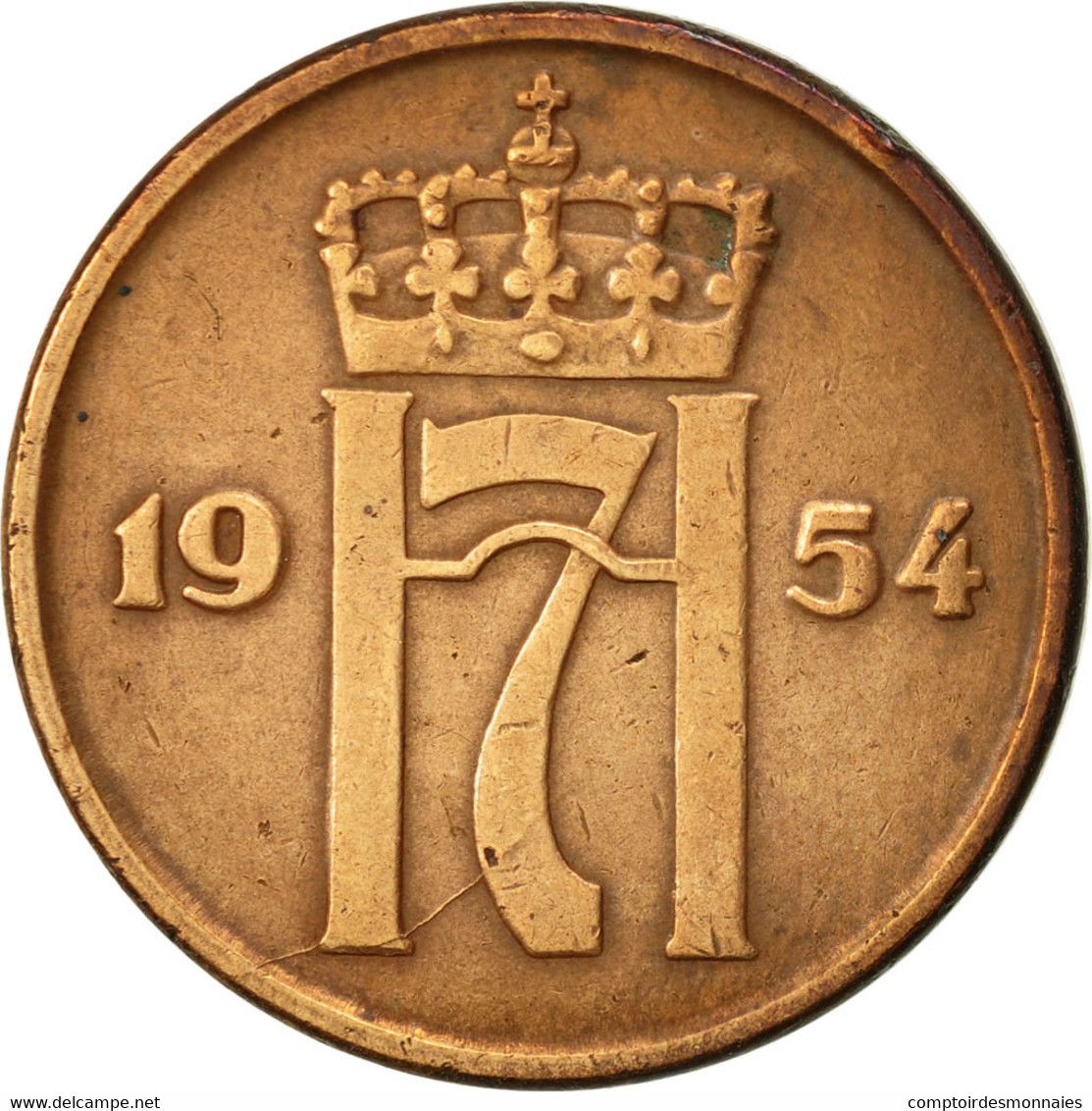 Monnaie, Norvège, Haakon VII, 5 Öre, 1954, TTB, Bronze, KM:400 - Norvège