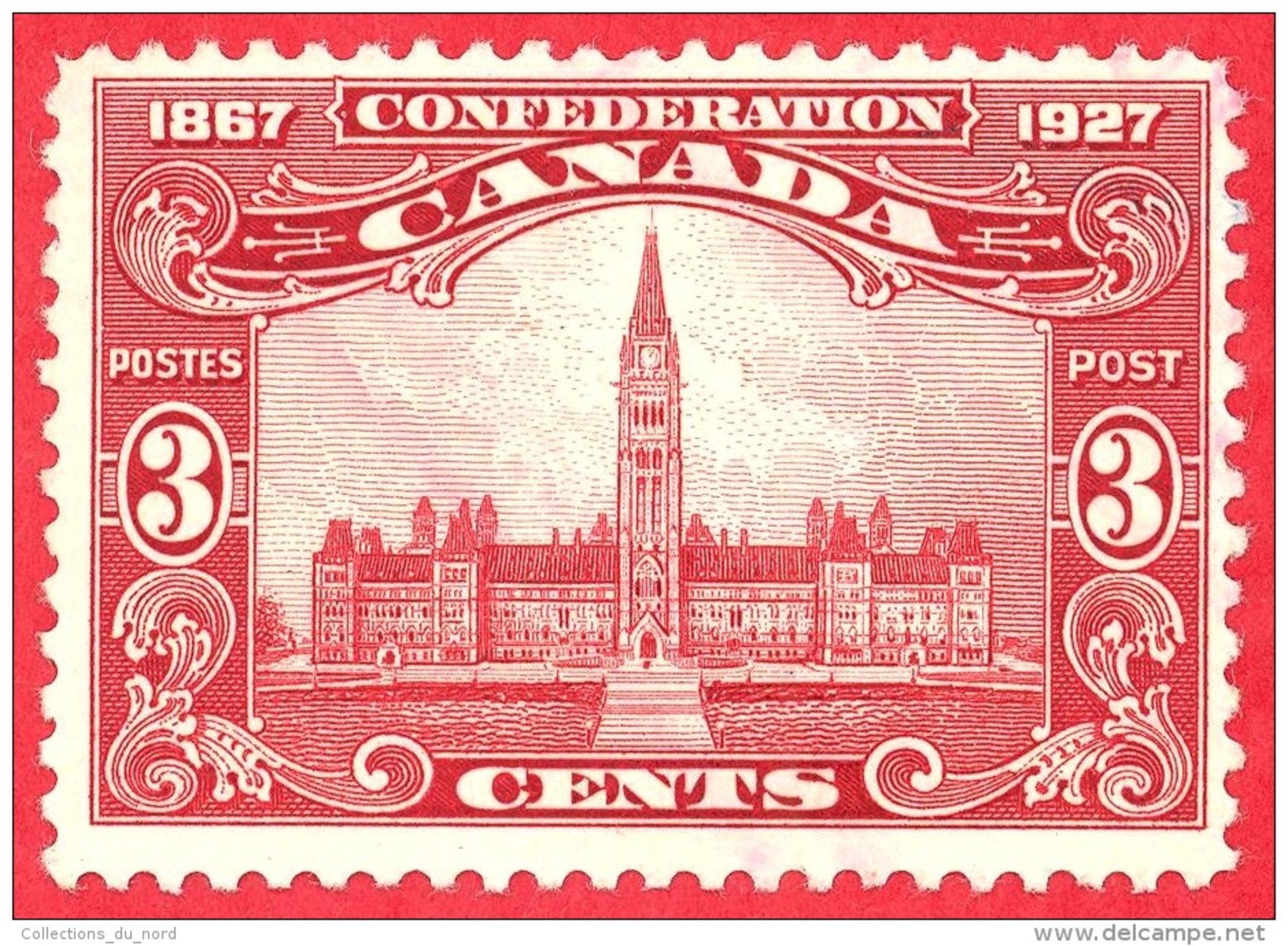 Canada #  143 - 3 Cents  - O - Dated  1927 - Parliament Building /  Parlement D'Ottawa - Usados