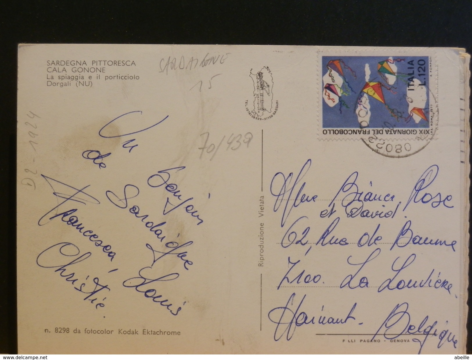 70/439    CP ITALIE POUR LA BELG. - 1971-80: Storia Postale