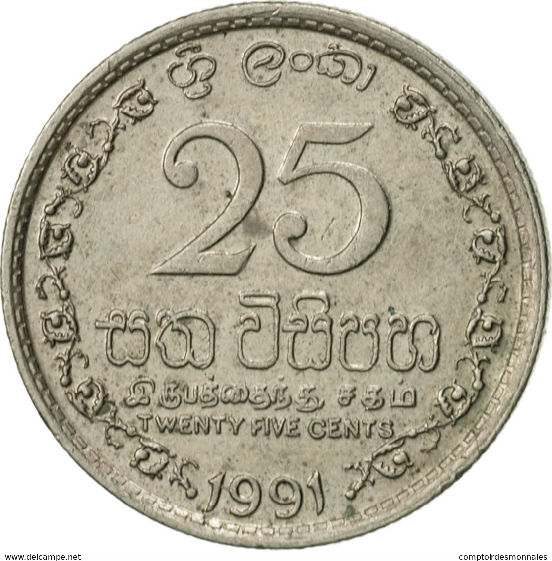 Monnaie, Sri Lanka, 25 Cents, 1991, TTB+, Copper-nickel, KM:141.2 - Sri Lanka