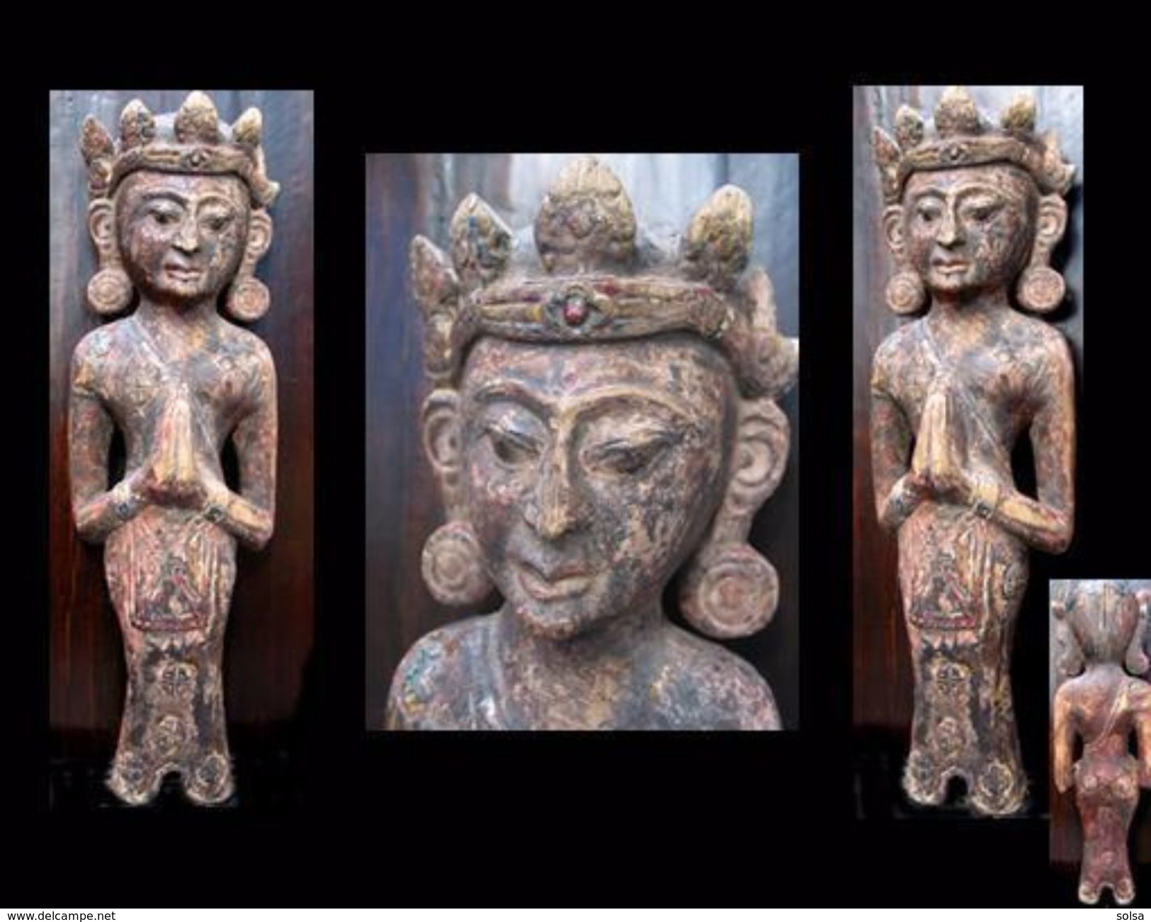 - Ancienne Statuaire De Temple Hindouïste / Old Newar Wooden Statue Of Hindu Temple - Art Asiatique