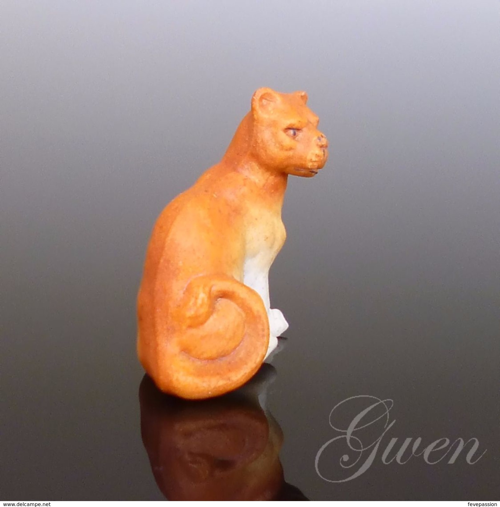 Figurine Ancienne Allemande Sujet Lion Animal Miniature Biscuit Bibelot Kister 1890 Porcelaine - Dieren