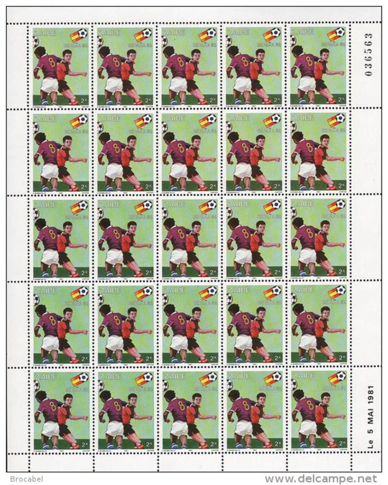 Zaire 1100** 2K Football "Espana 82" - Feuille/  Sheet De 25  MNH - Neufs