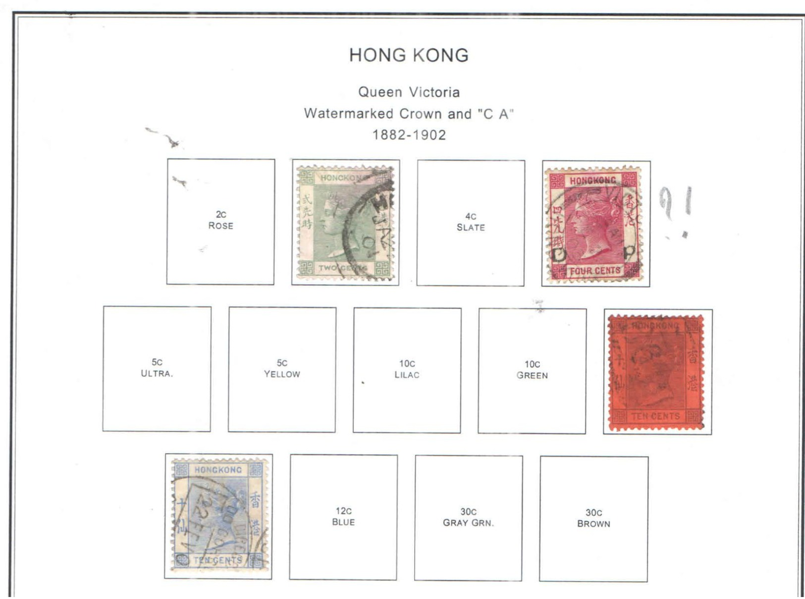 Hong Kong 1882/1902 Queen Victoria Valore 4 Usato Scott.37+39+44+45 See Scans - Used Stamps