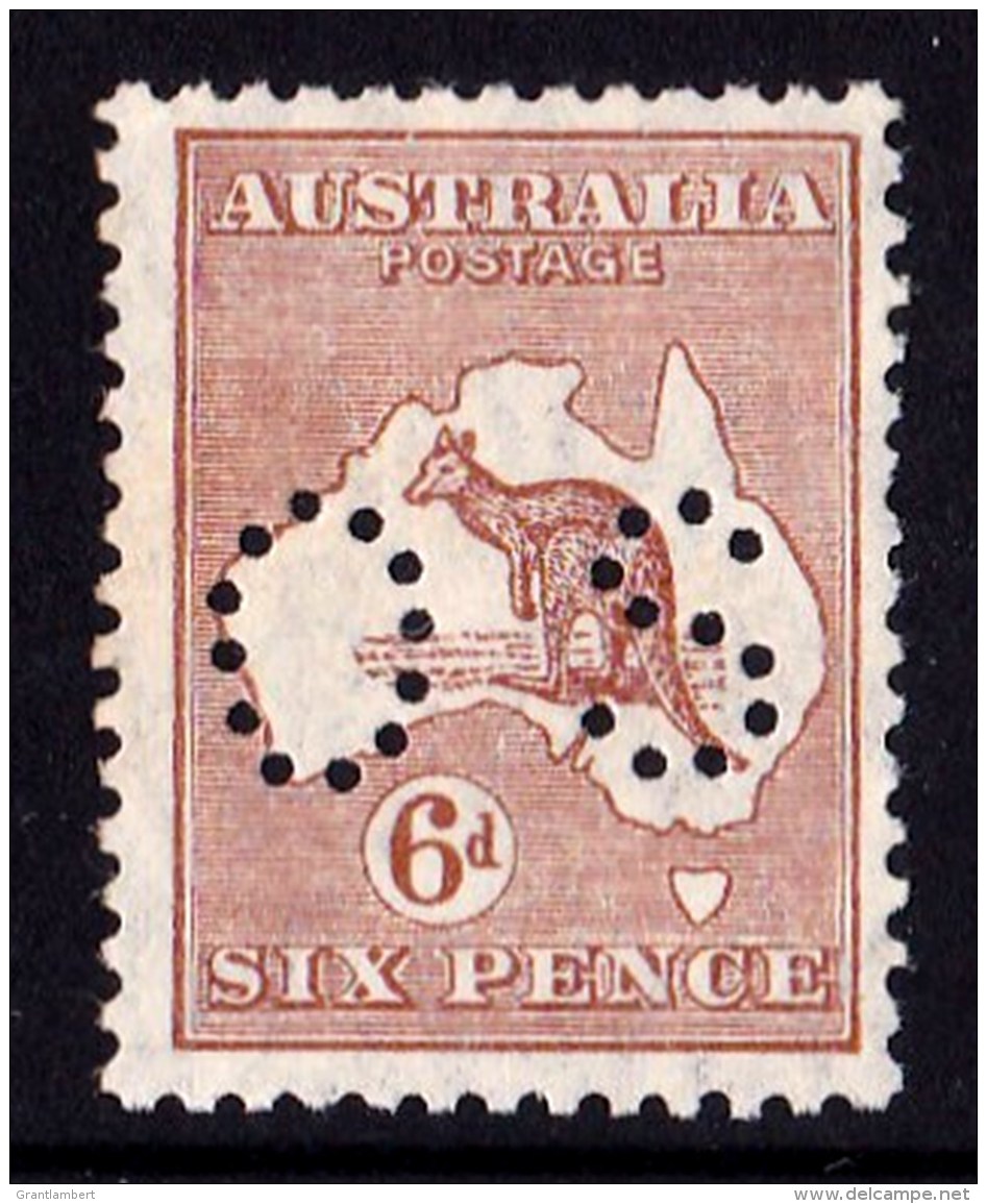 Australia 1929 Kangaroo 6d Chestnut Small Multiple Watermark Perf OS MNH - Nuovi