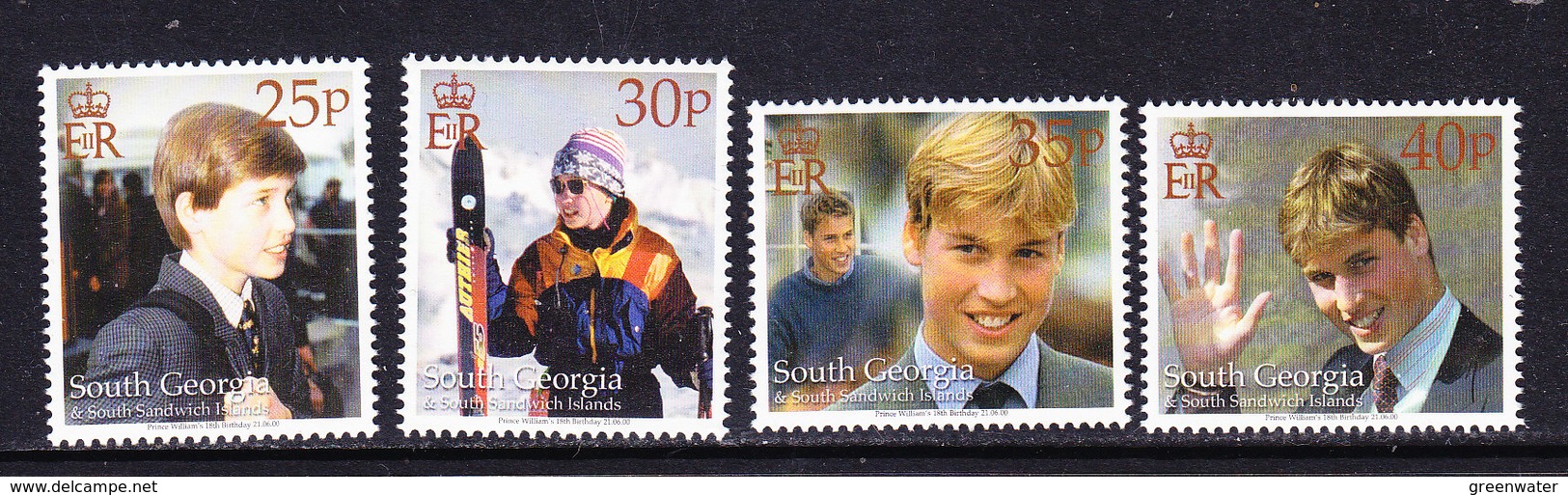 South Georgia 2000 18th Birthday Prince William 4v ** Mnh (36424) - Zuid-Georgia