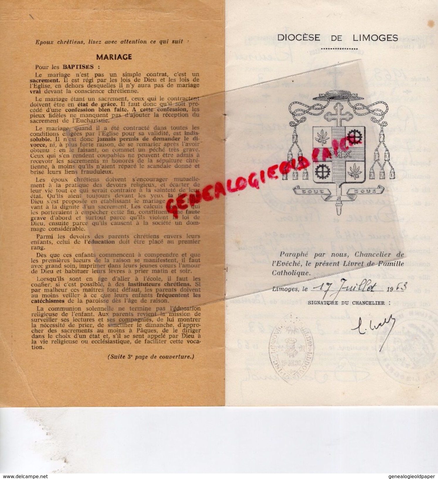 87 - BESSINES- LIVRET RELIGIEUX FAMILLE CHRETIENNE DIOCESE LIMOGES- RENE ALFRED CHATENET-GREMAINE TEXIER- 1943 - Historical Documents