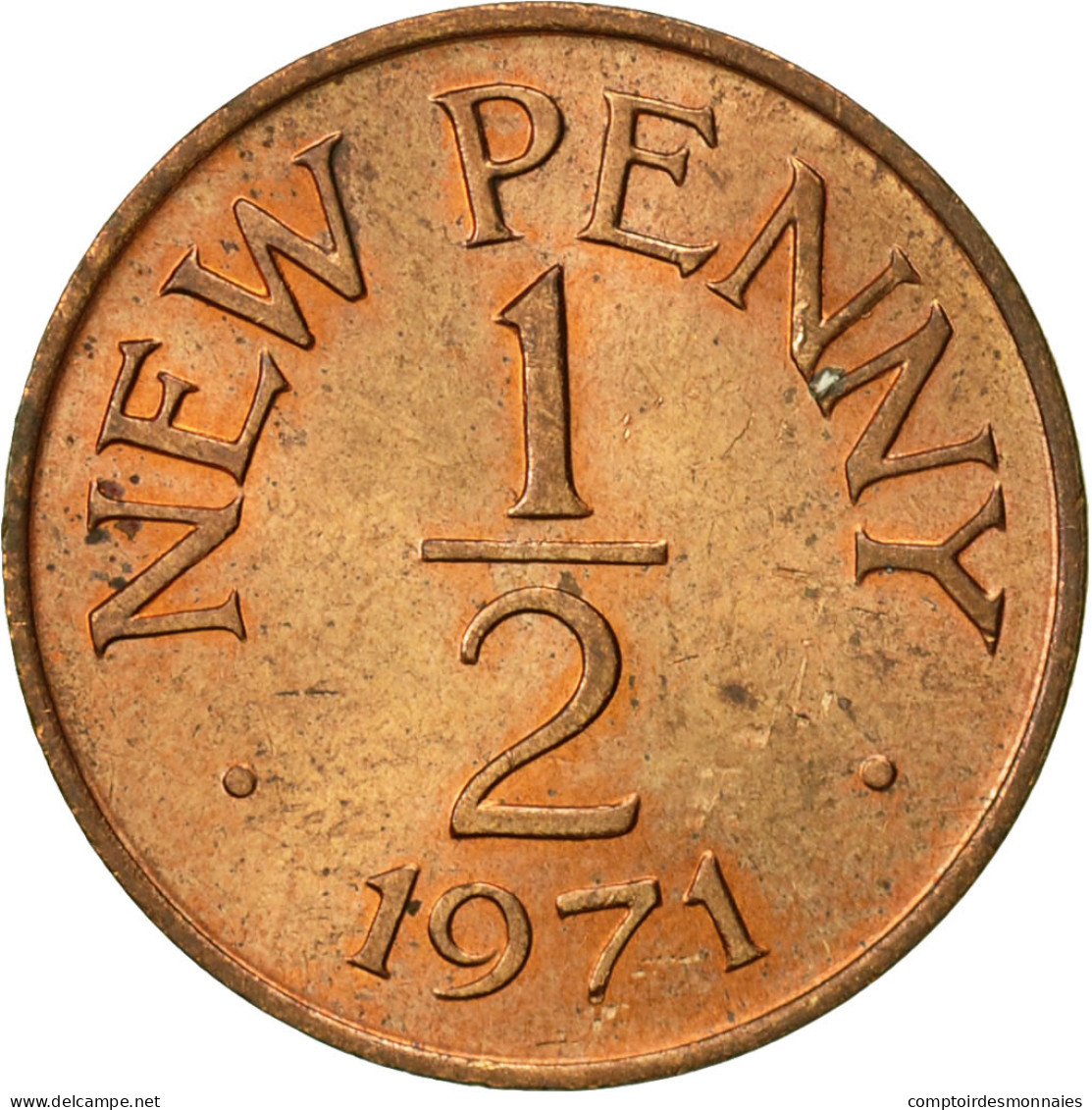 Monnaie, Guernsey, Elizabeth II, 1/2 New Penny, 1971, Heaton, TTB+, Bronze - Guernsey