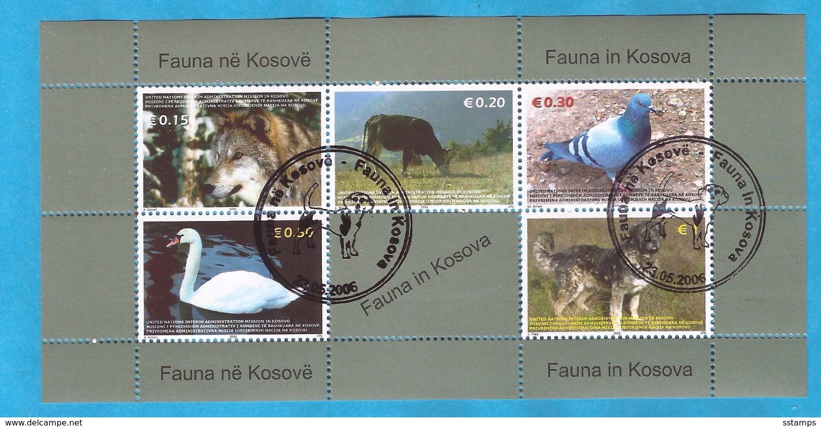 2006  45-49  Blf- 1  FAUNA  COLOMBA WOLF CYGNE KOSOVO SRBIJA SERBIA JUGOSLAWIEN USED - Used Stamps