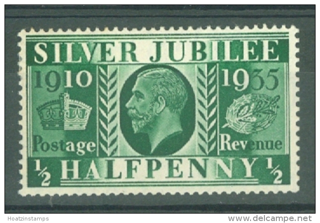 G.B.: 1935   Silver Jubilee    SG453Wi    &frac12;d    [Wmk Inverted]  MH - Unused Stamps