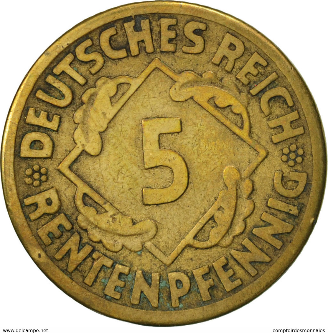 Monnaie, Allemagne, République De Weimar, 5 Rentenpfennig, 1924, Stuttgart - 5 Rentenpfennig & 5 Reichspfennig