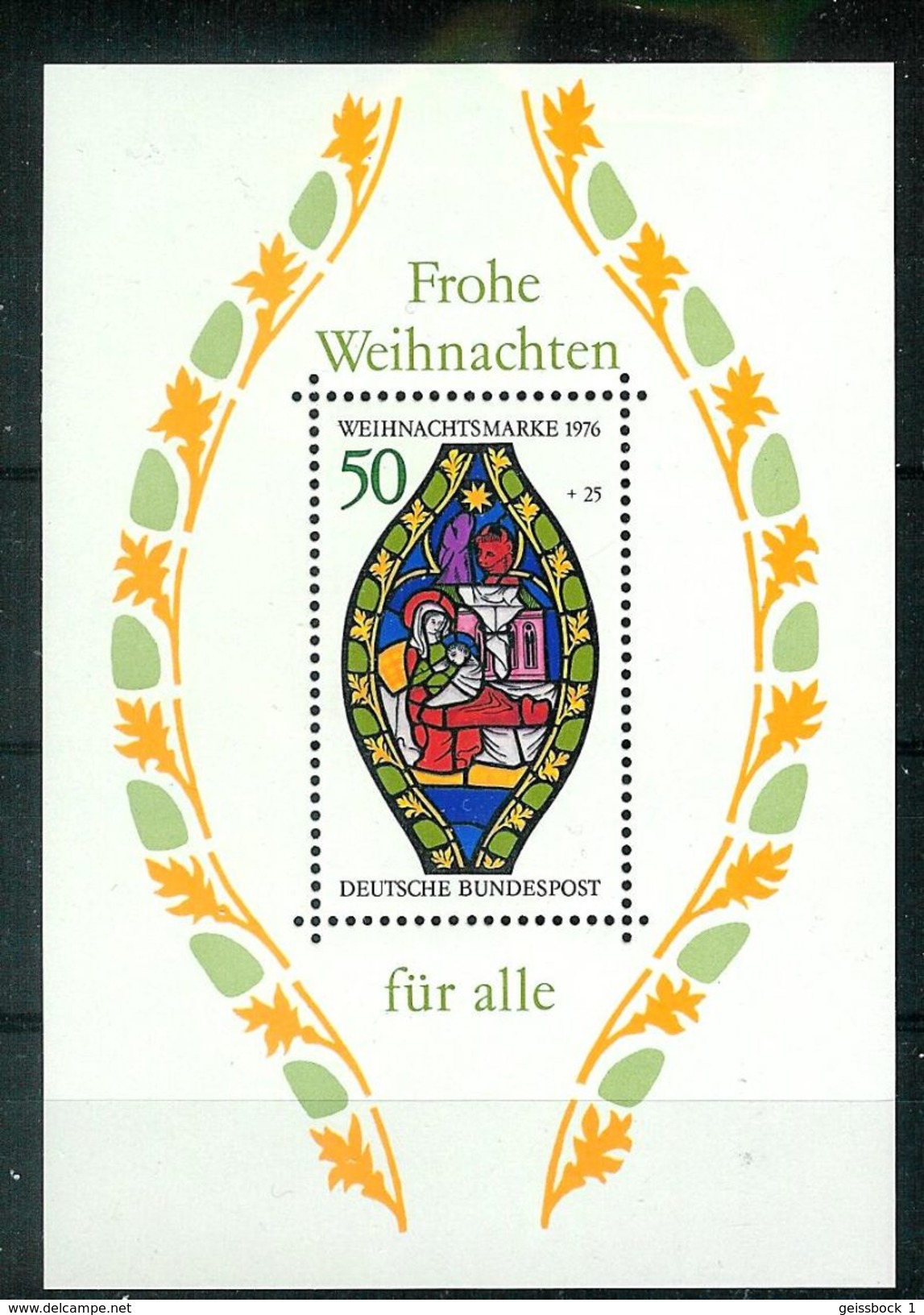 Bund 1976: Mi.-Nr. 912 Block 13:  Weihnachten    **  (D002) - 1959-1980