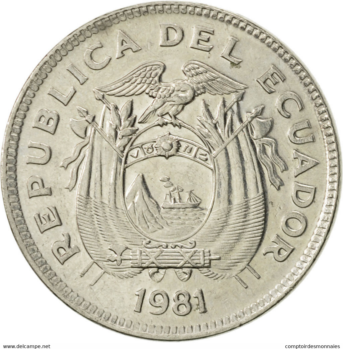 Monnaie, Équateur, 20 Centavos, 1981, SUP+, Nickel Plated Steel, KM:77.2a - Ecuador