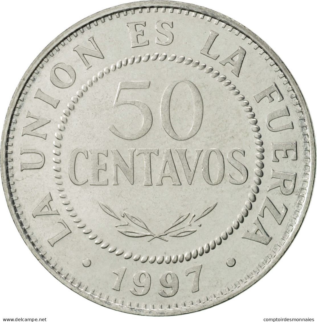 Monnaie, Bolivie, 50 Centavos, 1997, SUP+, Stainless Steel, KM:204 - Bolivie