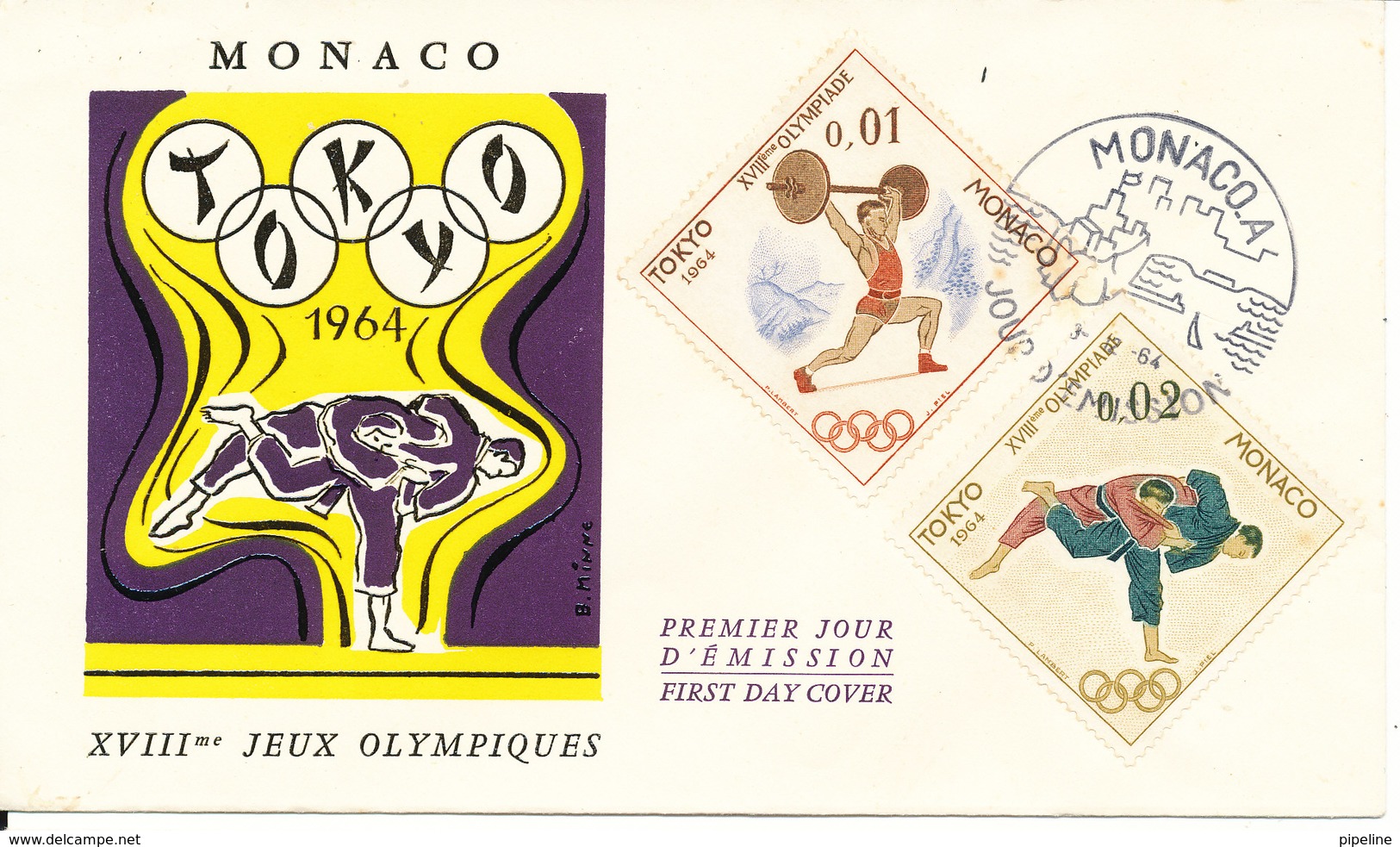 Monaco FDC 3-12-1964 Winter Olympic Games Tokyo 1964 With Cachet - FDC