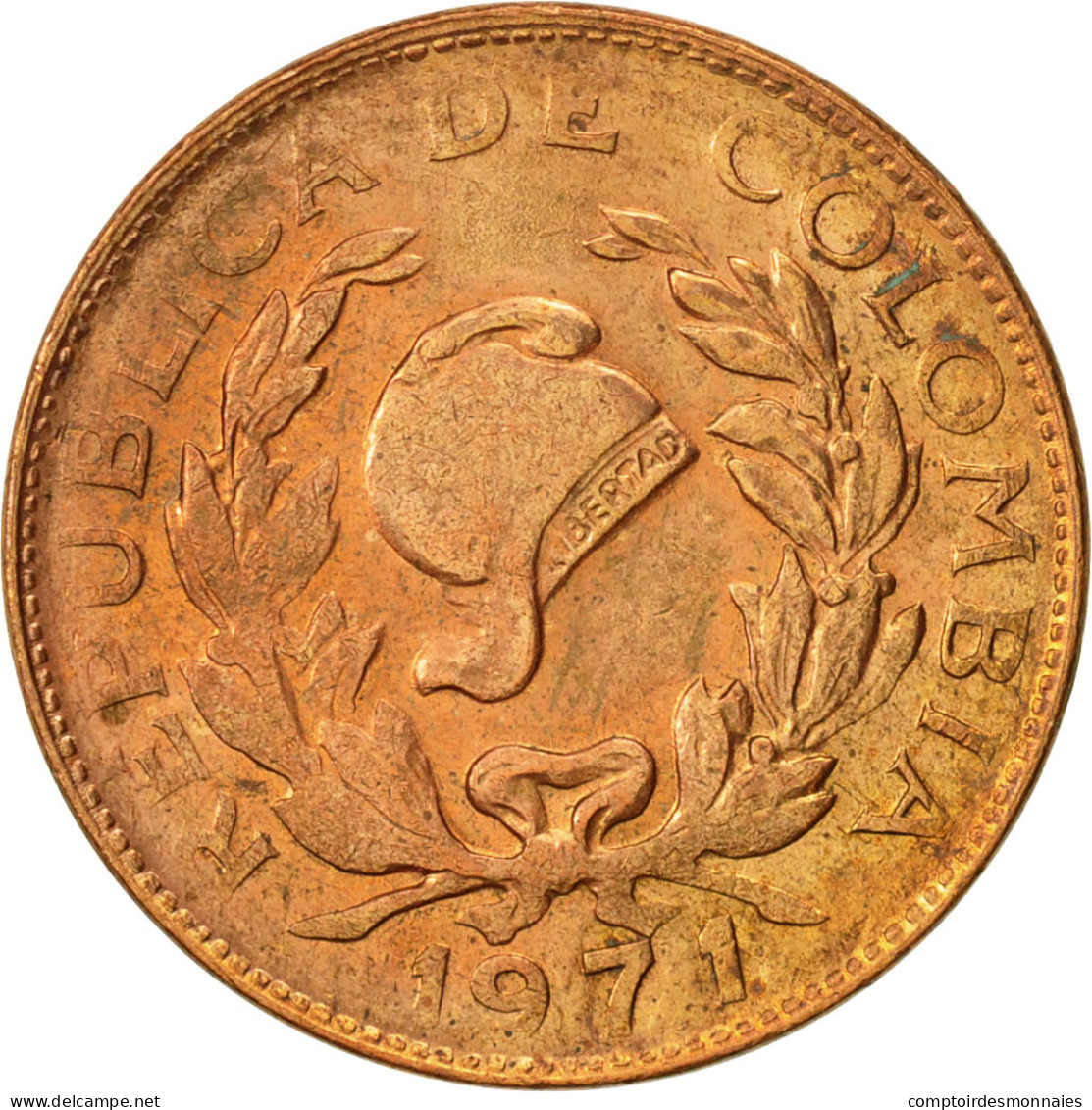 Monnaie, Colombie, 5 Centavos, 1971, TTB+, Copper Clad Steel, KM:206a - Colombie