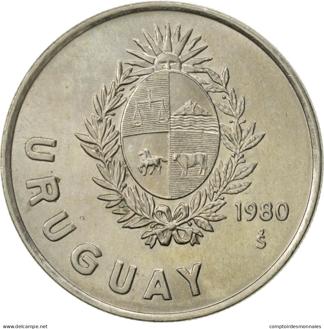 Monnaie, Uruguay, Nuevo Peso, 1980, Santiago, TTB+, Copper-nickel, KM:74 - Uruguay