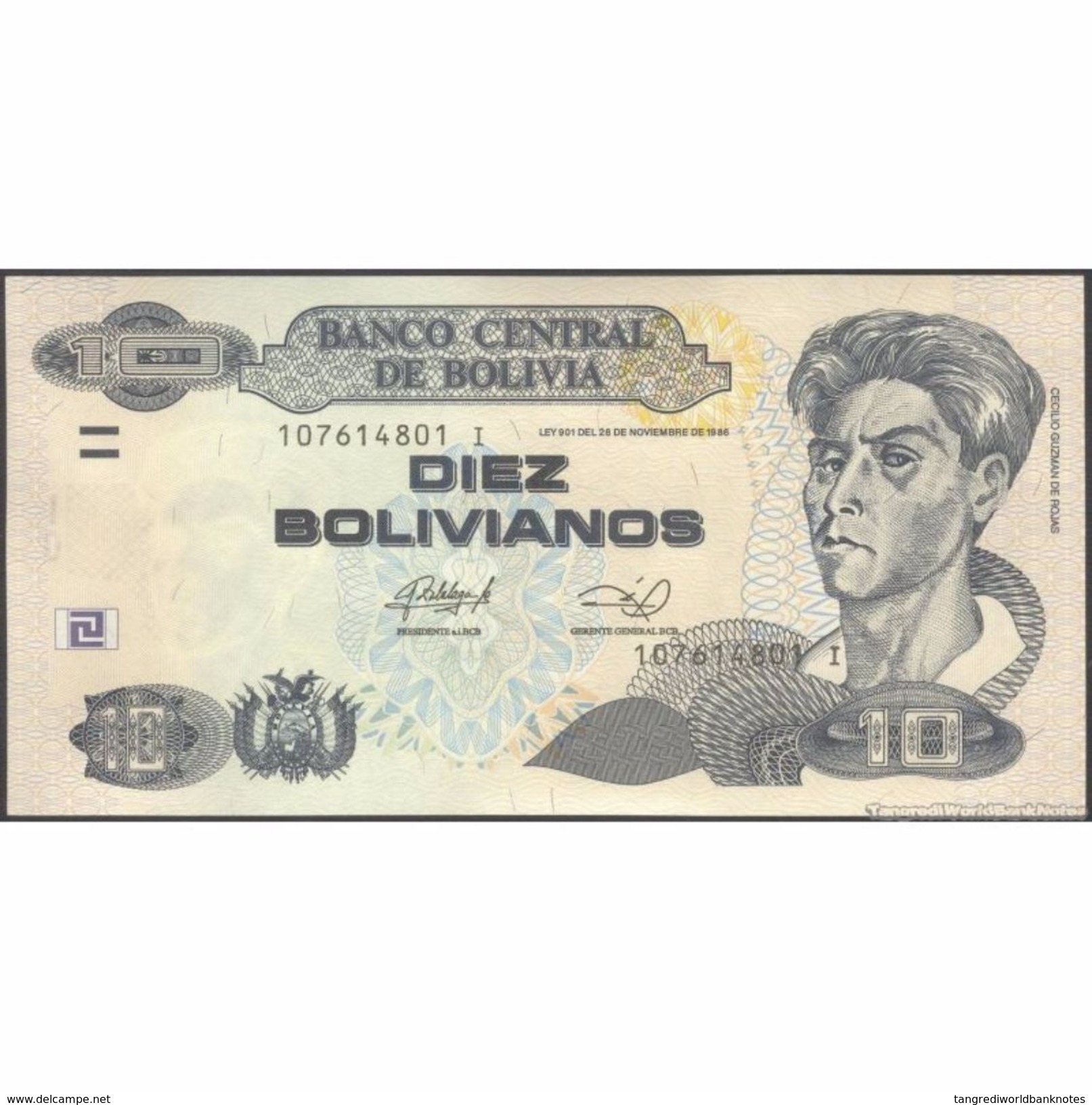 TWN - BOLIVIA 238A - 10 Bolivianos 28.11.1986 (2013) Serie I - Printer: OT UNC - Bolivia