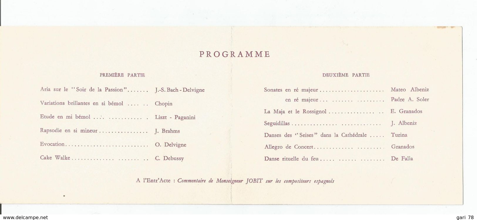 Programme 13 Mars (pas D'année) Récital De Piano Par Elisabeth PLAITIN à L'Institut Catholique De Paris - Programmes