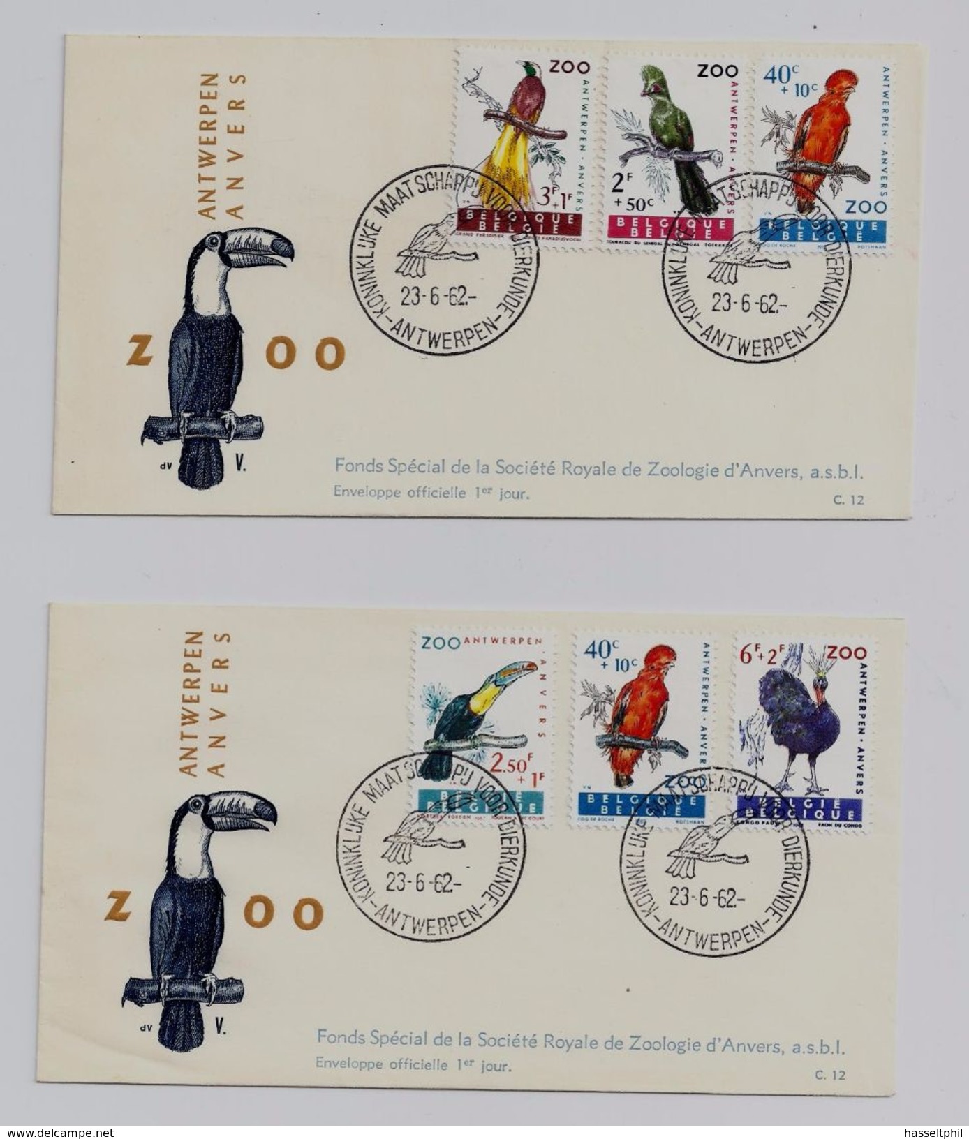 Belgie 1216/1221 - FDC's  -  Zoo Van Antwerpen II - Vogels - 1961-1970