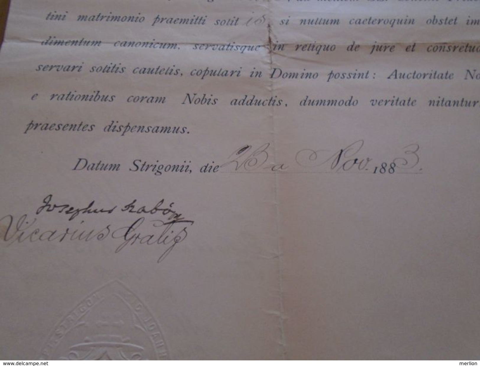 AD028.07 Joannes SIMOR  Priceps Primas - Strigonii 1883 -signature  Joannes Csernoch -Jan Cernoch Pp Hungary Slovakia - Other & Unclassified