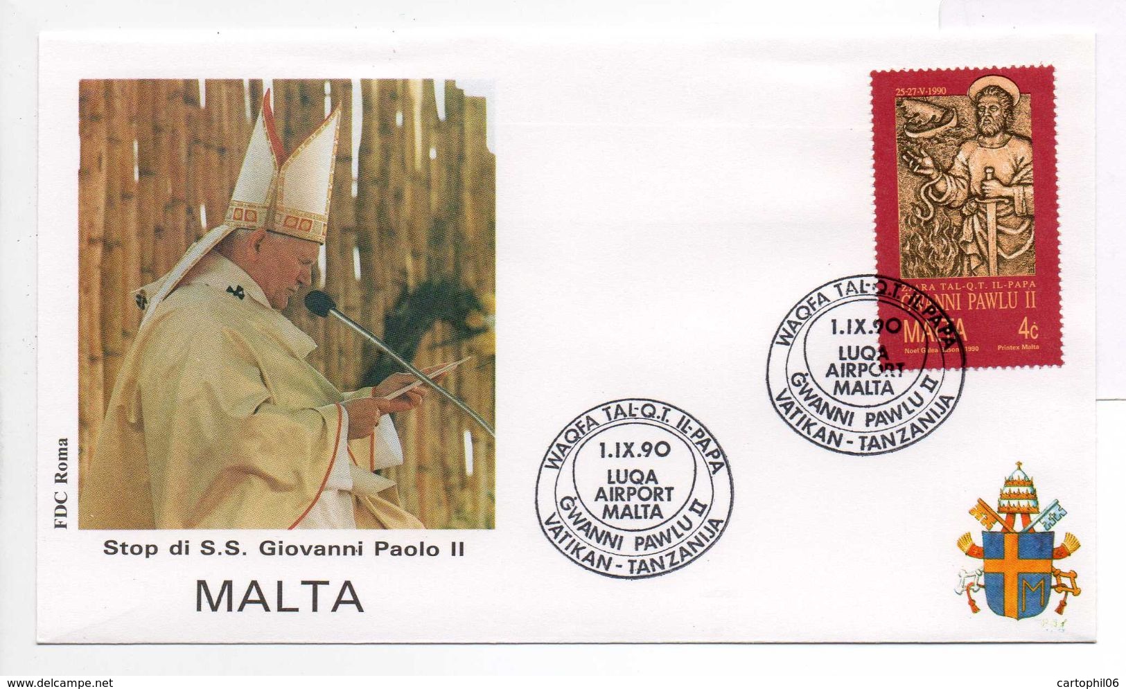 - MALTA - FDC Visita Di S.S. GIOVANNI PAOLO II (Pape Jean-Paul II) 1.9.1990 - - Popes