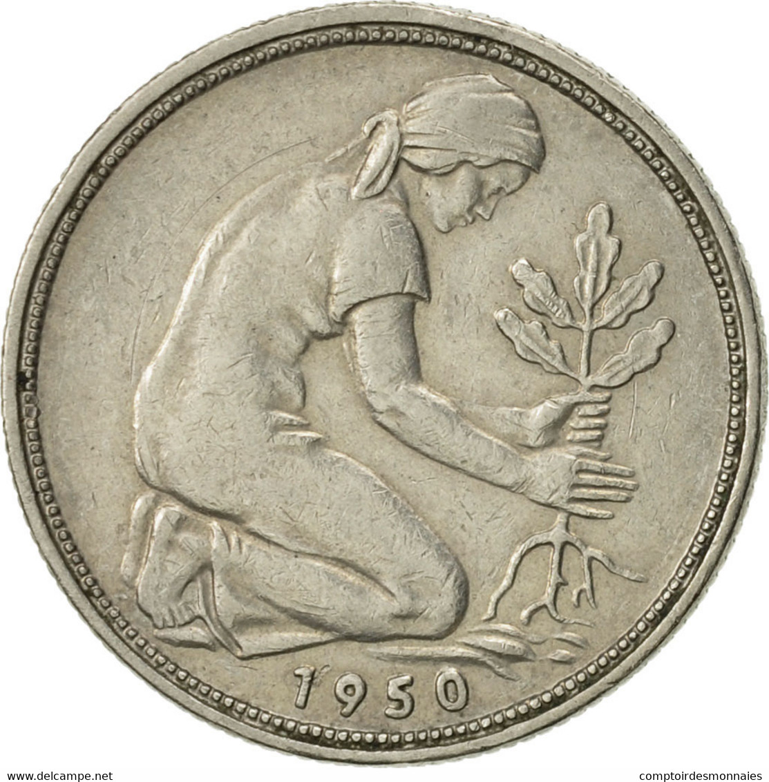 Monnaie, République Fédérale Allemande, 50 Pfennig, 1950, Hambourg, TTB - 50 Pfennig
