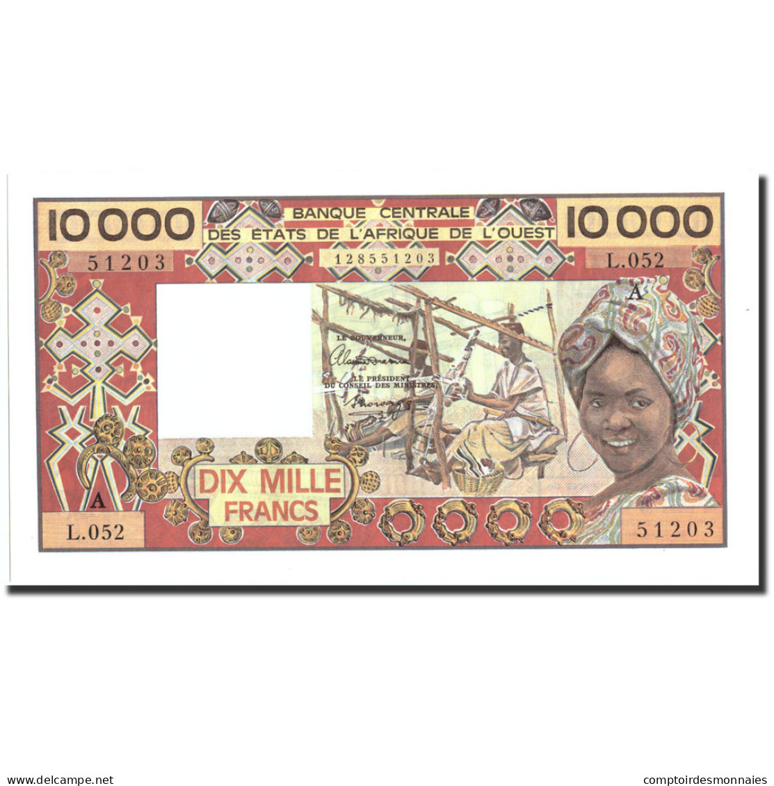 Billet, West African States, 10,000 Francs, Undated (1977-92), Undated - États D'Afrique De L'Ouest