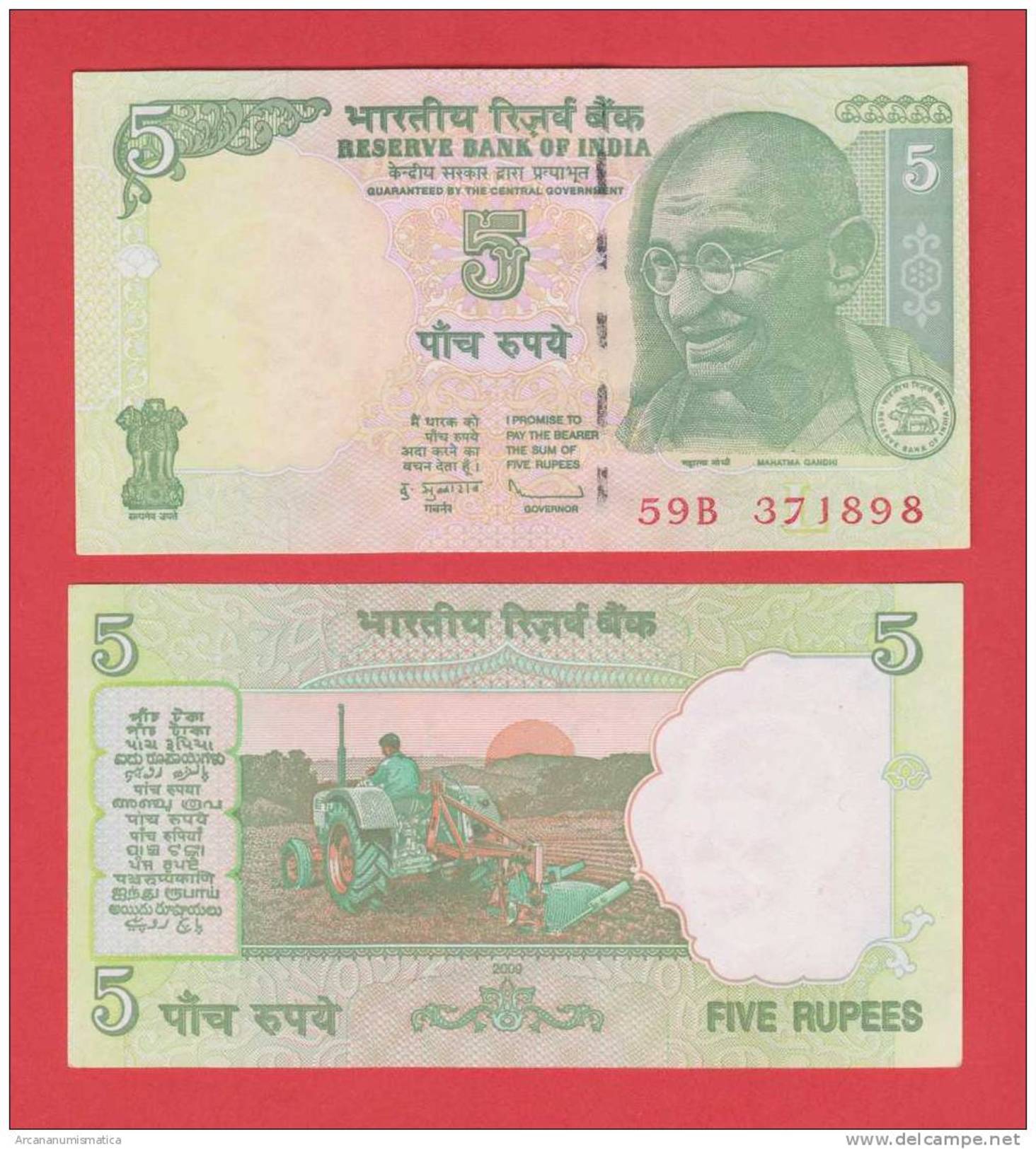 INDIA  5  RUPIAS  2.009  2009  PLANCHA / SC / UNC  KM#88a?    DL-9621 - Inde