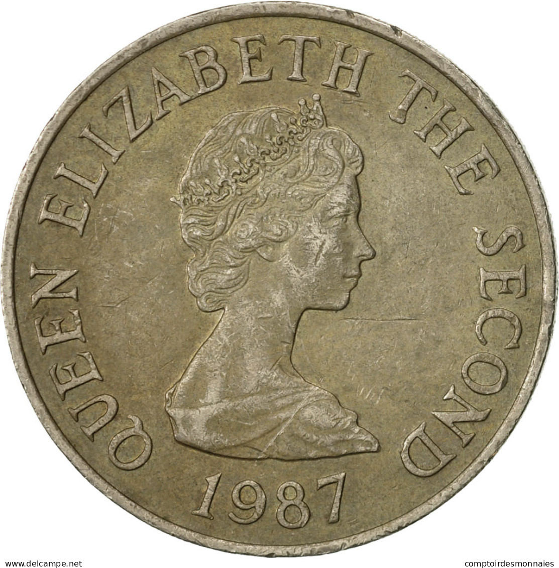 Monnaie, Jersey, Elizabeth II, 10 Pence, 1987, TTB, Copper-nickel, KM:57.1 - Jersey