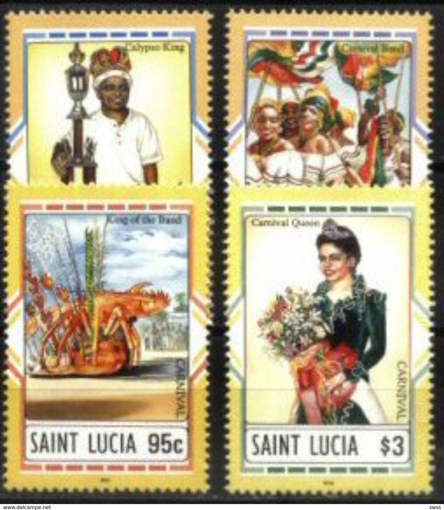 ST. LUCIA, 1996, CARNIVAL, YV#1027-30, MNH - St.Lucia (1979-...)
