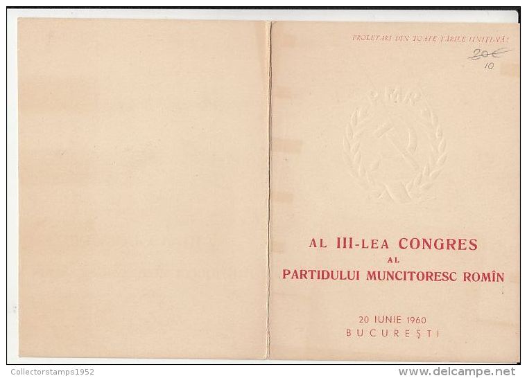 63380- ROMANIAN COMMUNIST PARTU CONGRESS, BOOKLET, 1960, ROMANIA - Libretti