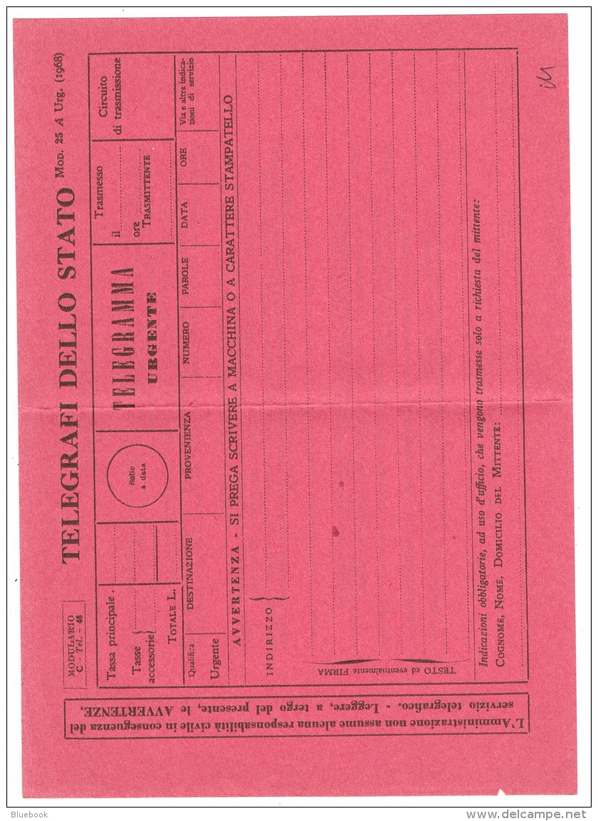 RB 1166 -  Italy 1968 &amp; 1976 Unused Telegrafi Dello Stato Telegramma Forms - Otros & Sin Clasificación