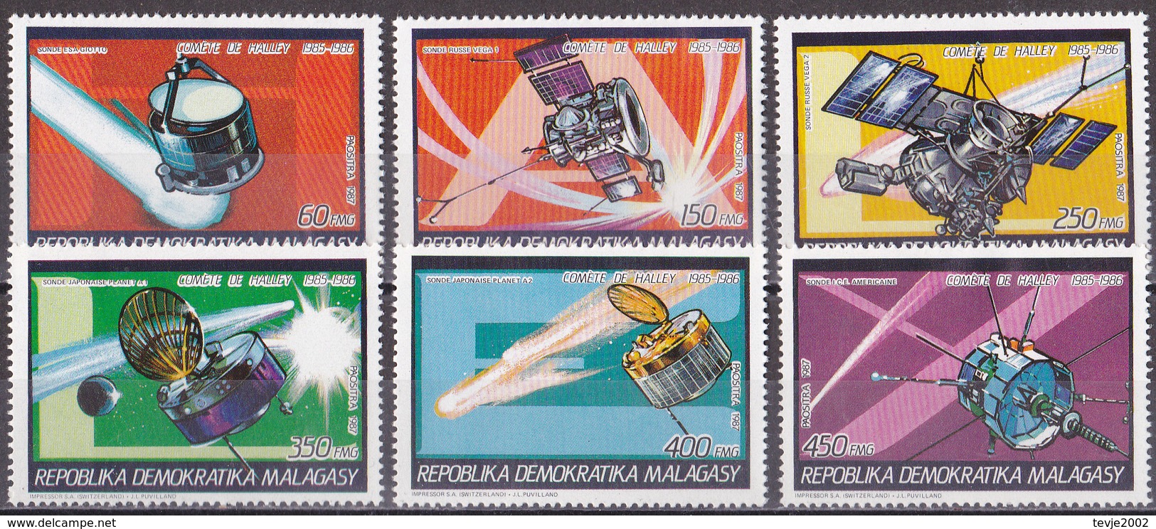 Madagaskar - Mi.Nr. 1058 - 1063 A - Postfrisch MNH - Halleyscher Komet Raumsonden - Madagaskar (1960-...)