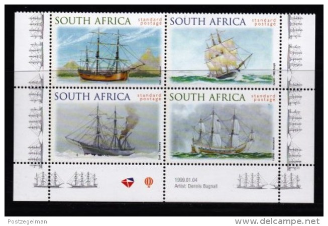 RSA, 1999, MNH Stamps In Control Blocks, MI 1189-1192, Australian Ships, X739 - Neufs