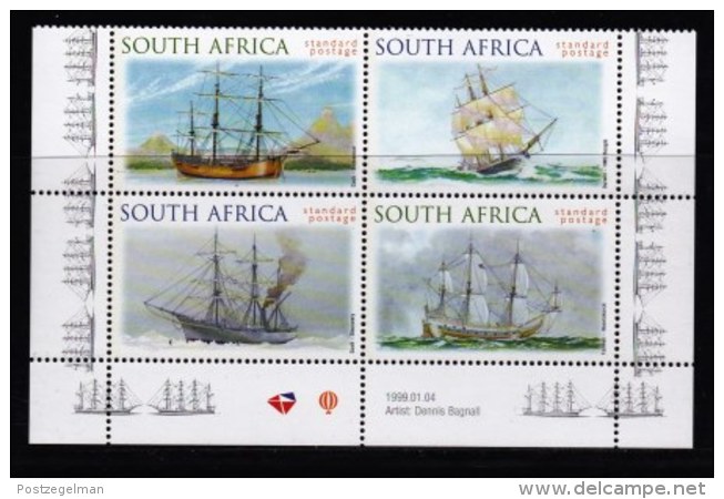 RSA, 1999, MNH Stamps In Control Blocks, MI 1189-1192, Australian Ships, X739 - Ongebruikt