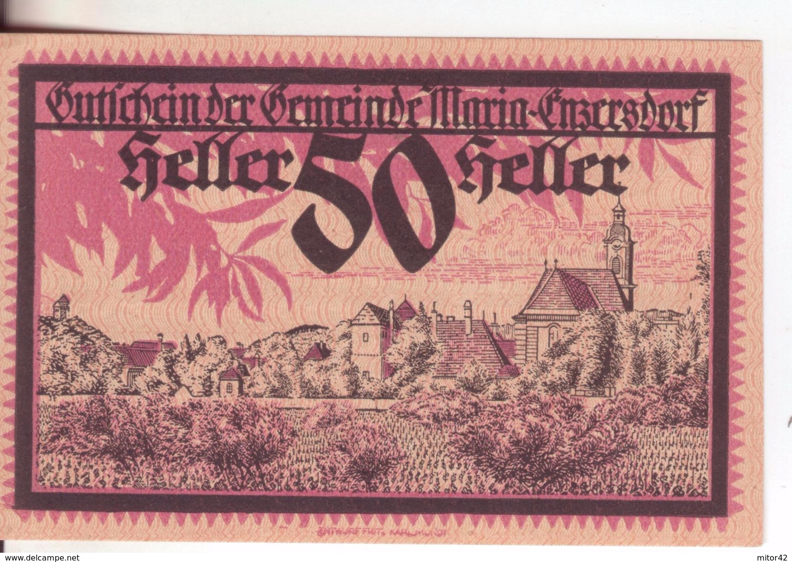 301-Banconote-Carta Moneta Di Emergenza-NOTGELD-Austria-Osterraich-Emergency Money-50 Heller-rosso-1920. - Autriche