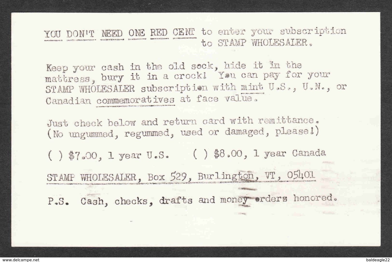 United States - Scott #UX72 Used - 1961-80