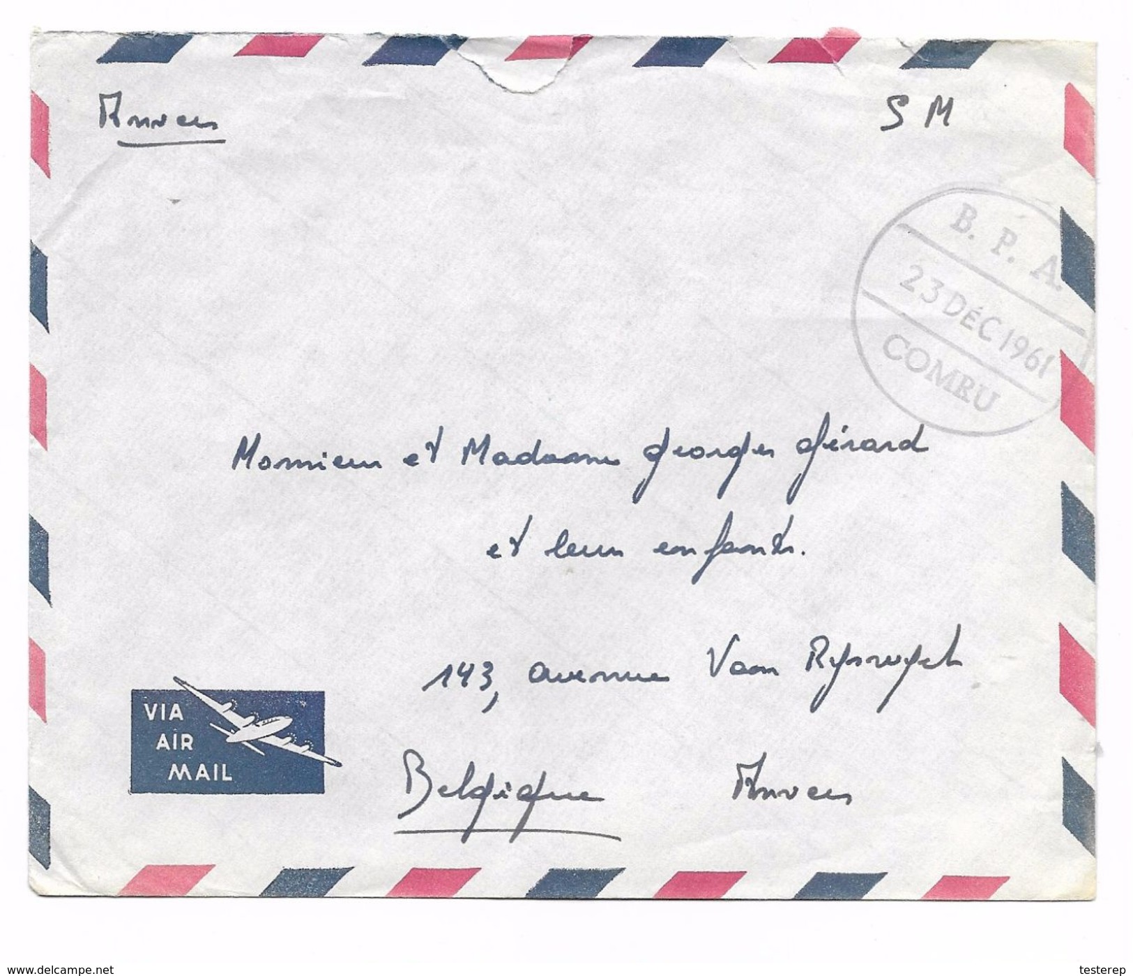 B.P.A. 23 DEC 1961  COMRU  (Cdo Ruanda Urundi) Exped. 3 Para  KITEGA   Service Militaire Vers Anvers/Belgique - Storia Postale