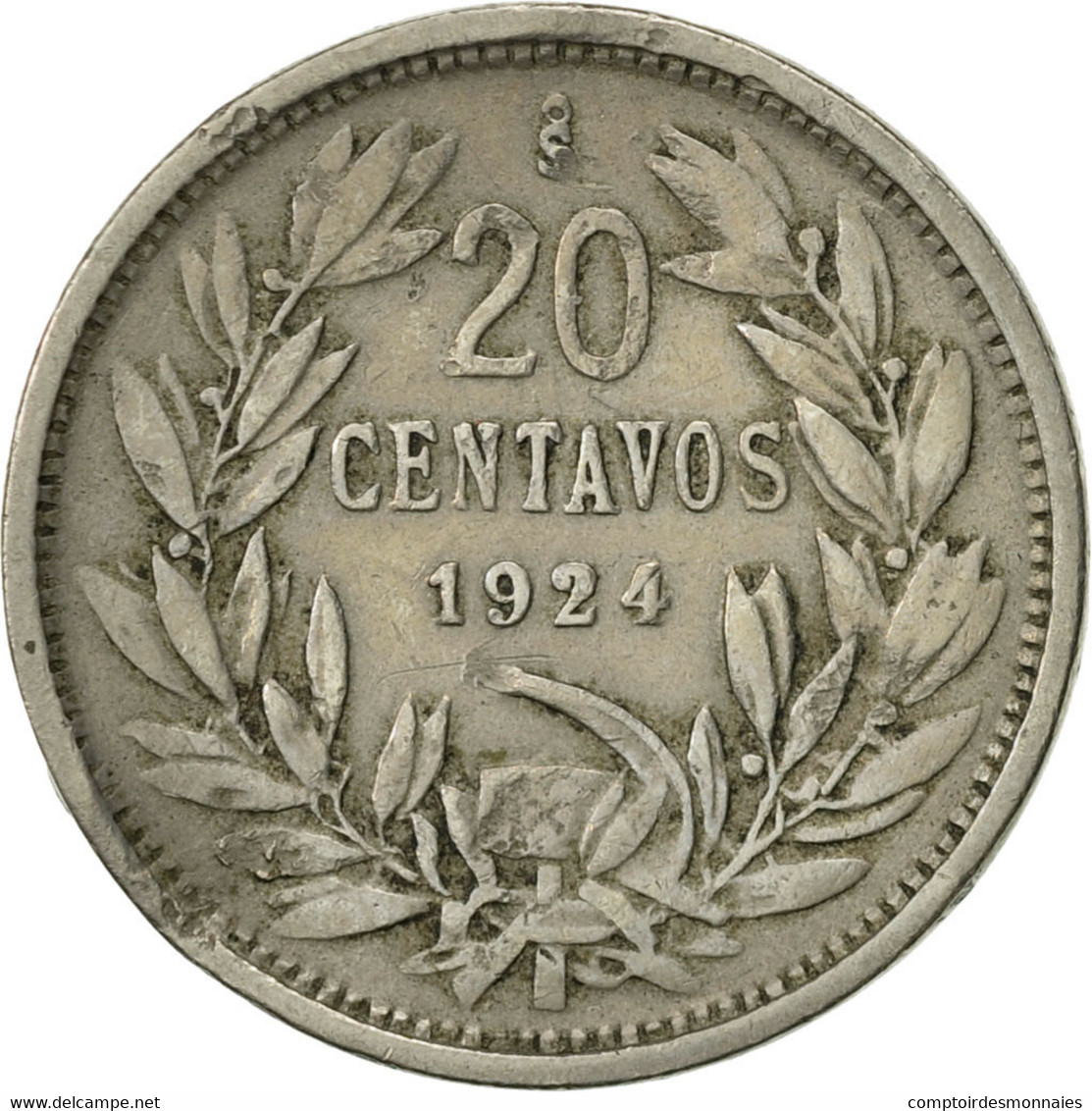 Monnaie, Chile, 20 Centavos, 1924, TB+, Copper-nickel, KM:167.1 - Cile