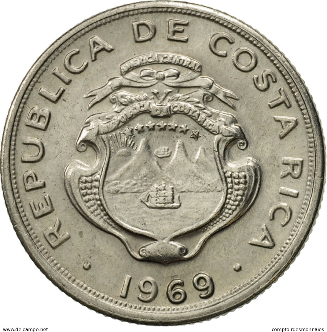 Monnaie, Costa Rica, 10 Centimos, 1969, TTB+, Copper-nickel, KM:185.2 - Costa Rica